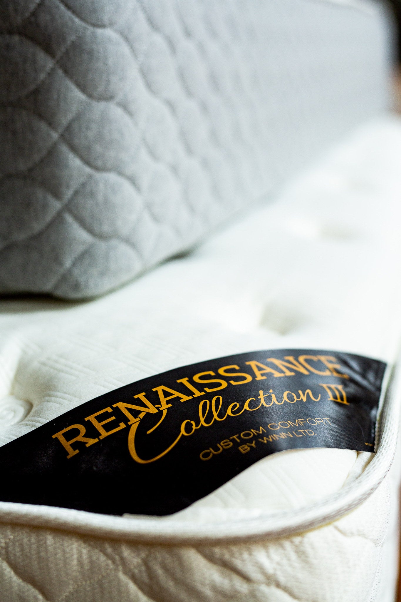 close up of the Renaissance Collection III mattress label