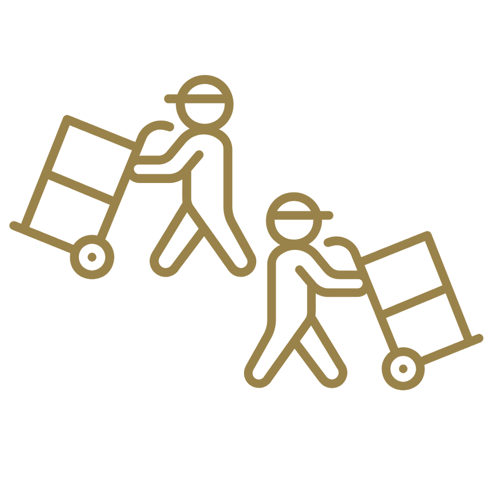 Icon showing a delivery and removal person Winndom Mattress, mattress removal and delivery