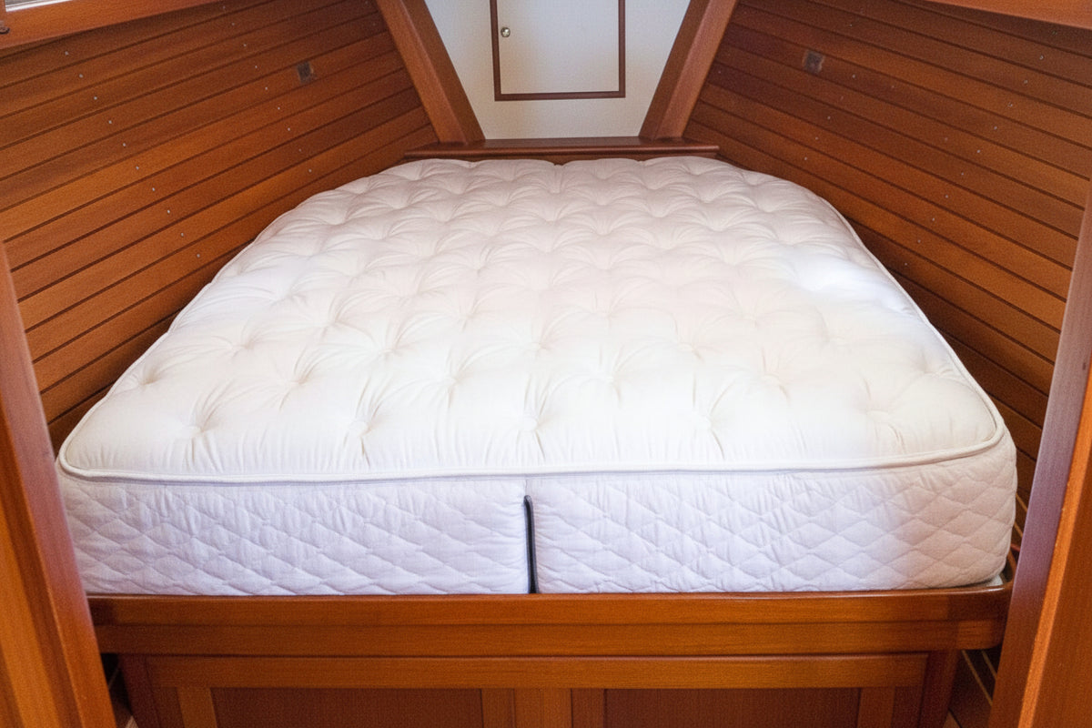 Winndom mattress on a boat with hinged bottom