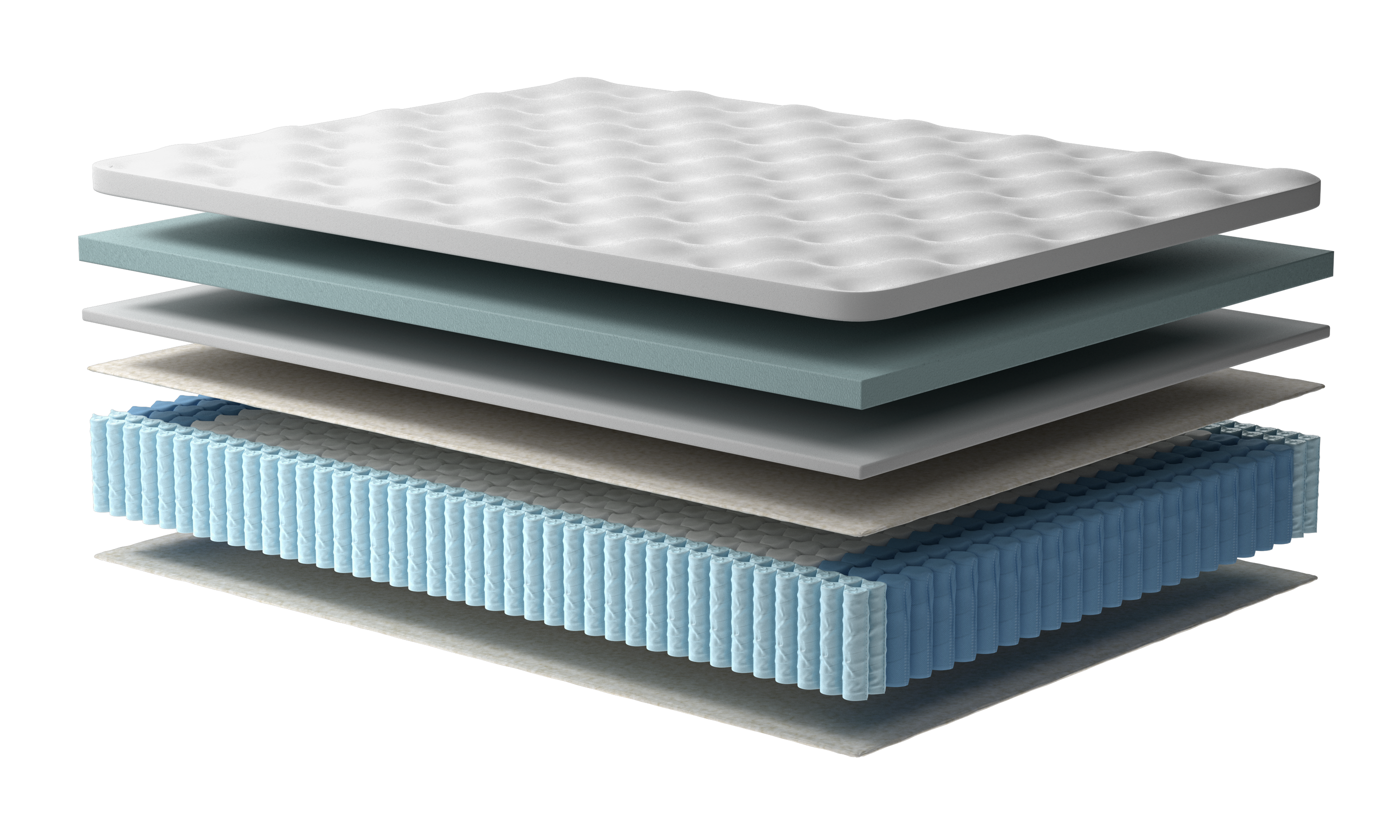 graphic image of layers of the interior of a mattress - foam, springs and covers