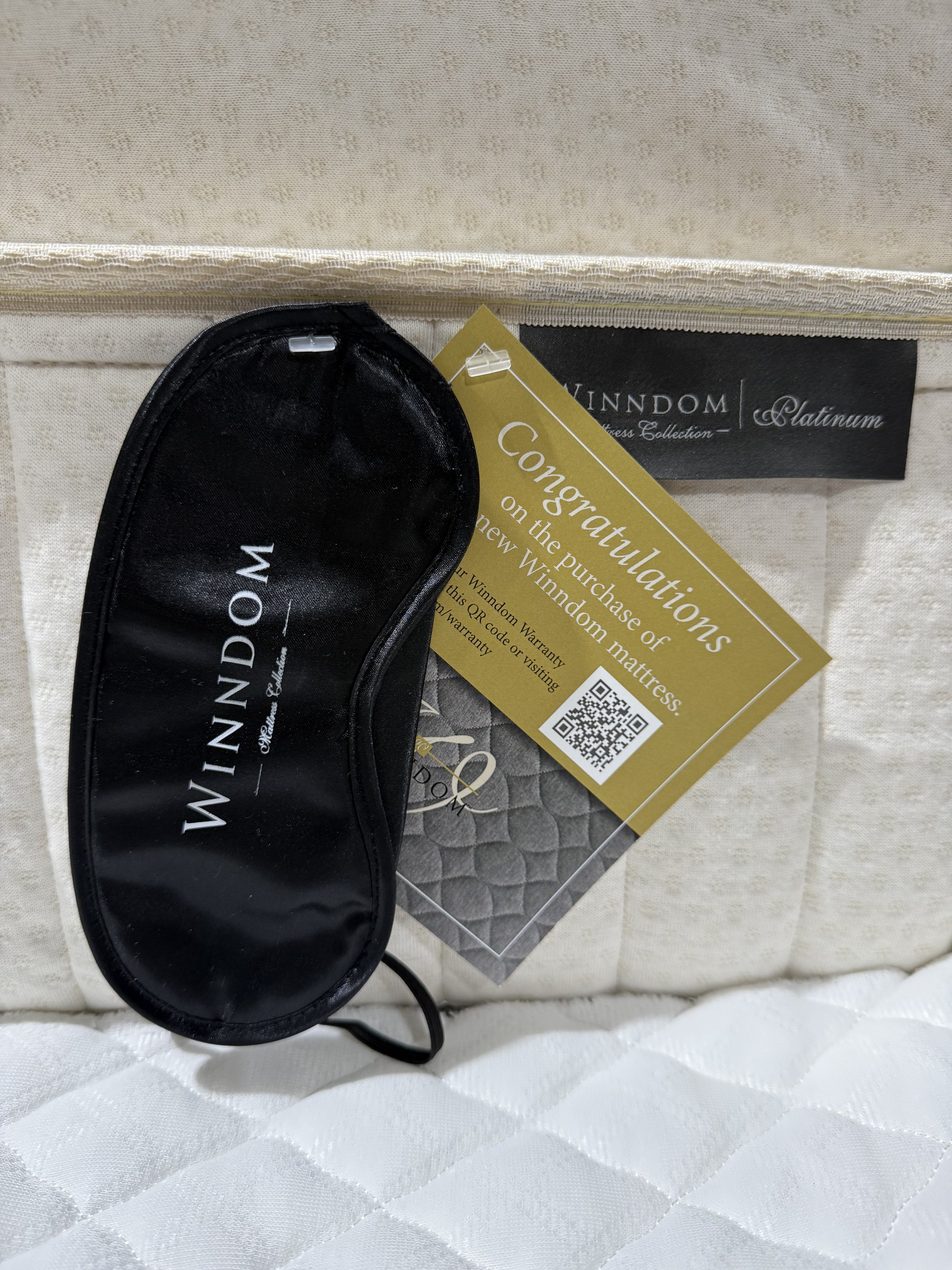Winndom Mattress Warrant Card Winndom sleep mask, Winndom Mattress Platinum collection